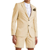 Casual Summer Light Blue Men's Suit with Short Pants 2 Piece Groom Beach Tuxedos for Wedding Male Fashion Blazer 2021